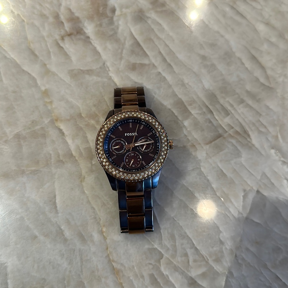 Fossil two tone brown watch
